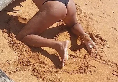 Ladysilva on the Beach in Panties Tanning Her Hot Ass