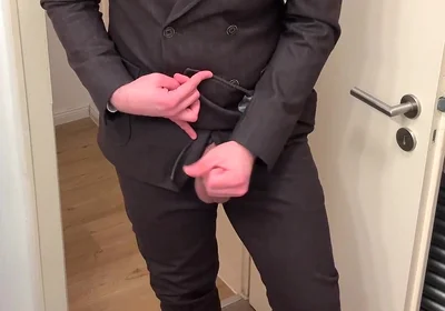 Businessman in Suit Jerks off on His Patent Leather Shoes