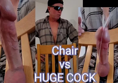 Huge Cumshot From Huge Cock Stuck in Chair