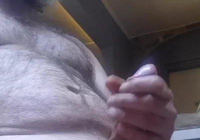 Stroking His Huge Cock and Cumming