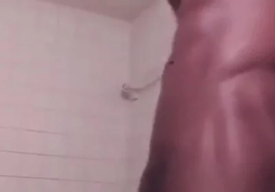 Stroking swinging my big black cock cumming hard