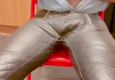 Leather Jeans Wank and Open Shirt Gay Porn Edging Session